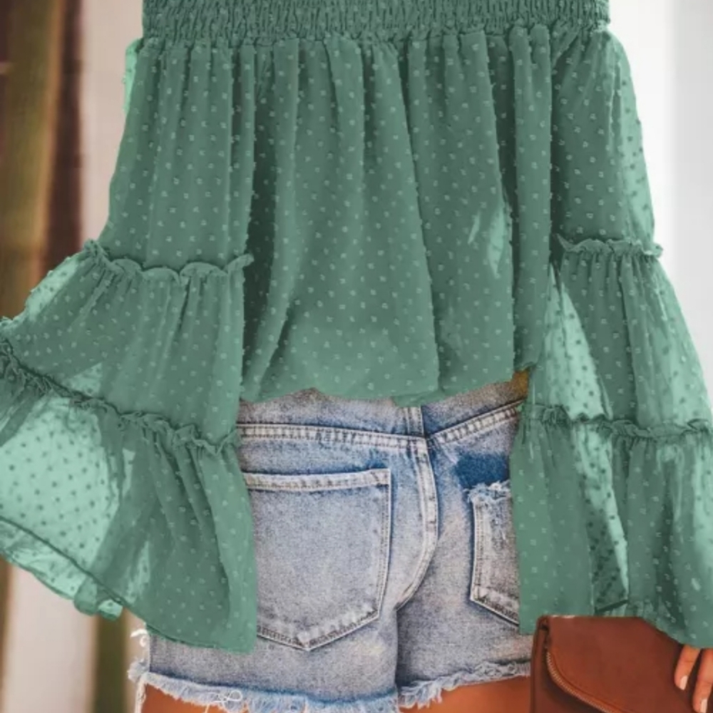 ♥️New boutique Swiss dot off shoulder top - Picture 11 of 16